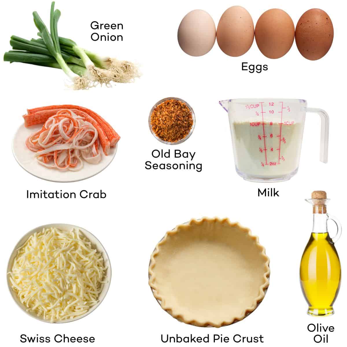 Ingredients for Crab Quiche.