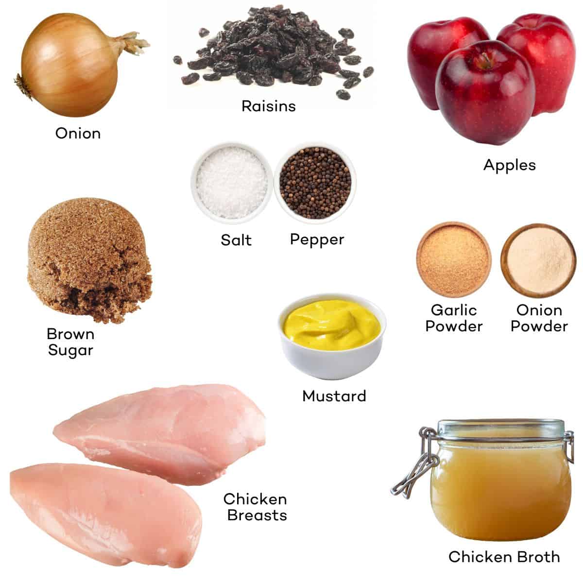 Ingredients for slow cooker chicken and apples.