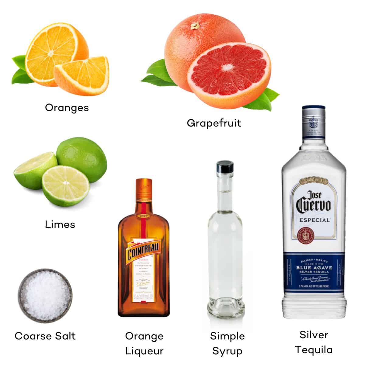 Ingredients for triple citrus margaritas.