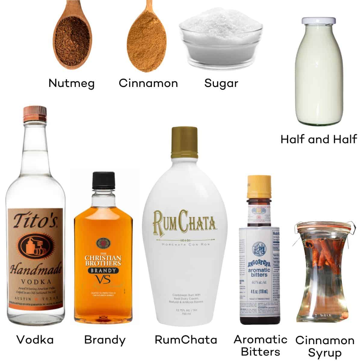 Ingredients for a Christmas Spiced Cocktail.