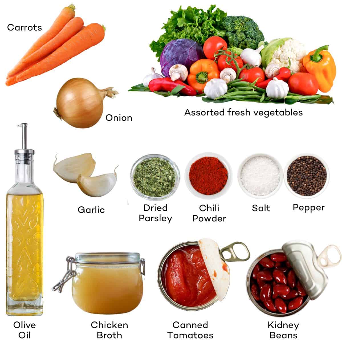 The ingredients in Pantry Soup.