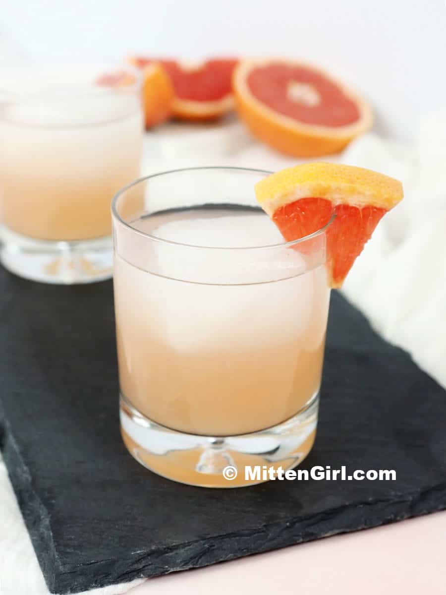 Glasses of Paloma cocktails. 