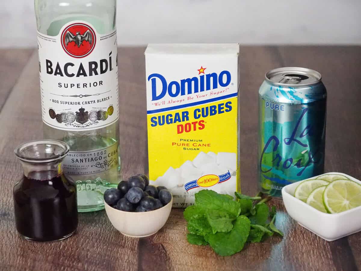 Ingredients for Blueberry Mojitos