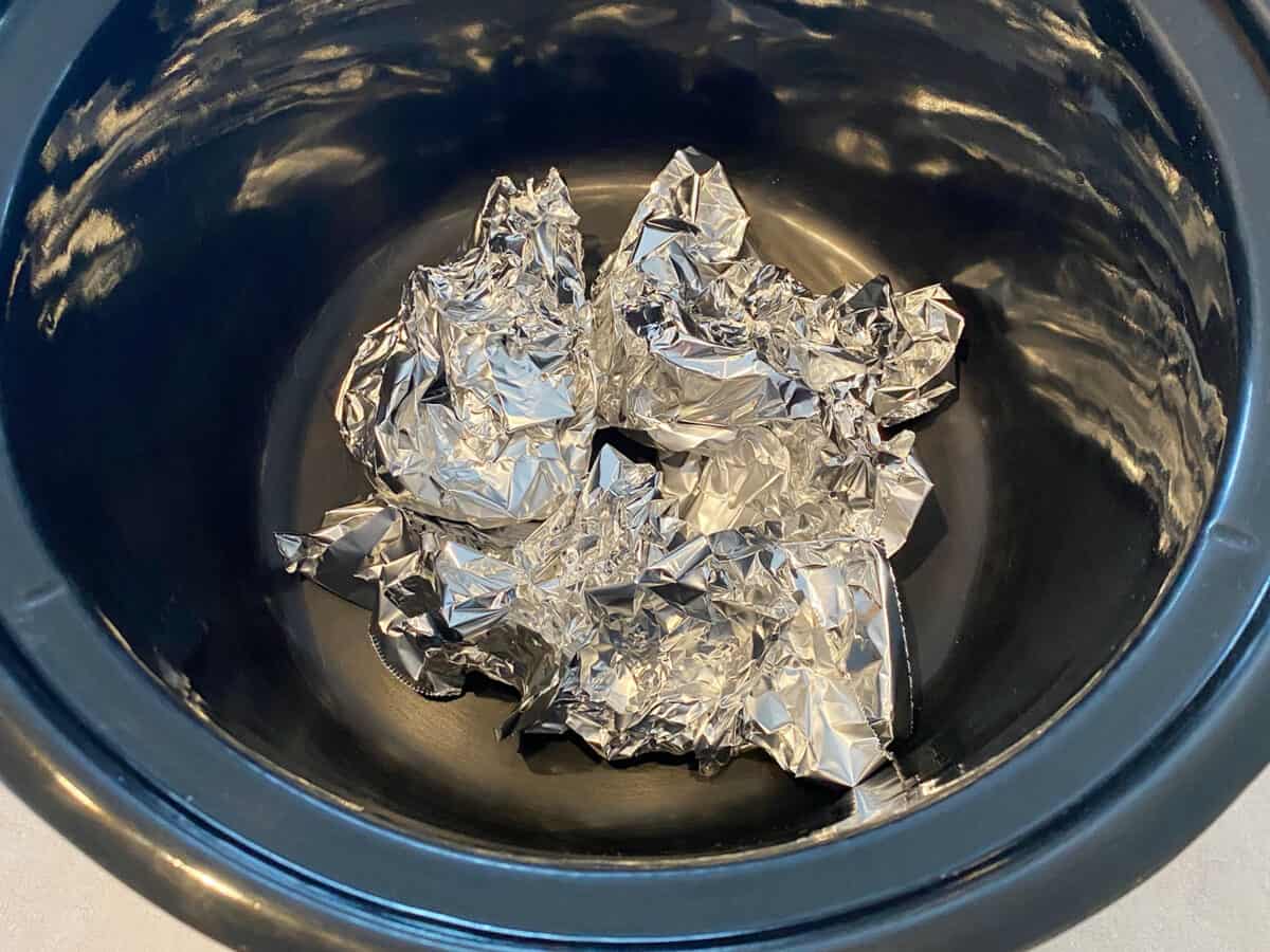 Ball of foil on the bottom of a slow  cooker