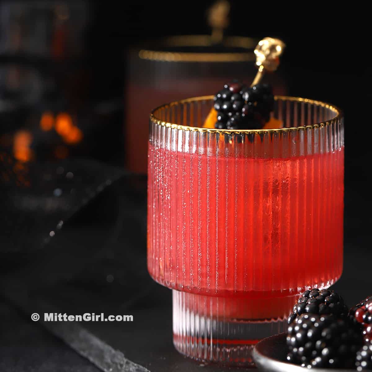 Blackberry bourbon cocktail.