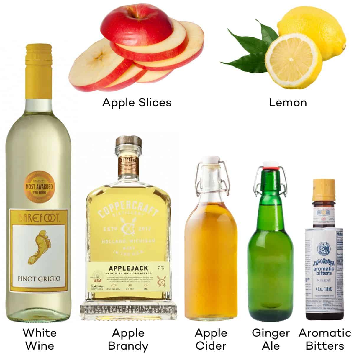 Ingredients for apple cider sangria.