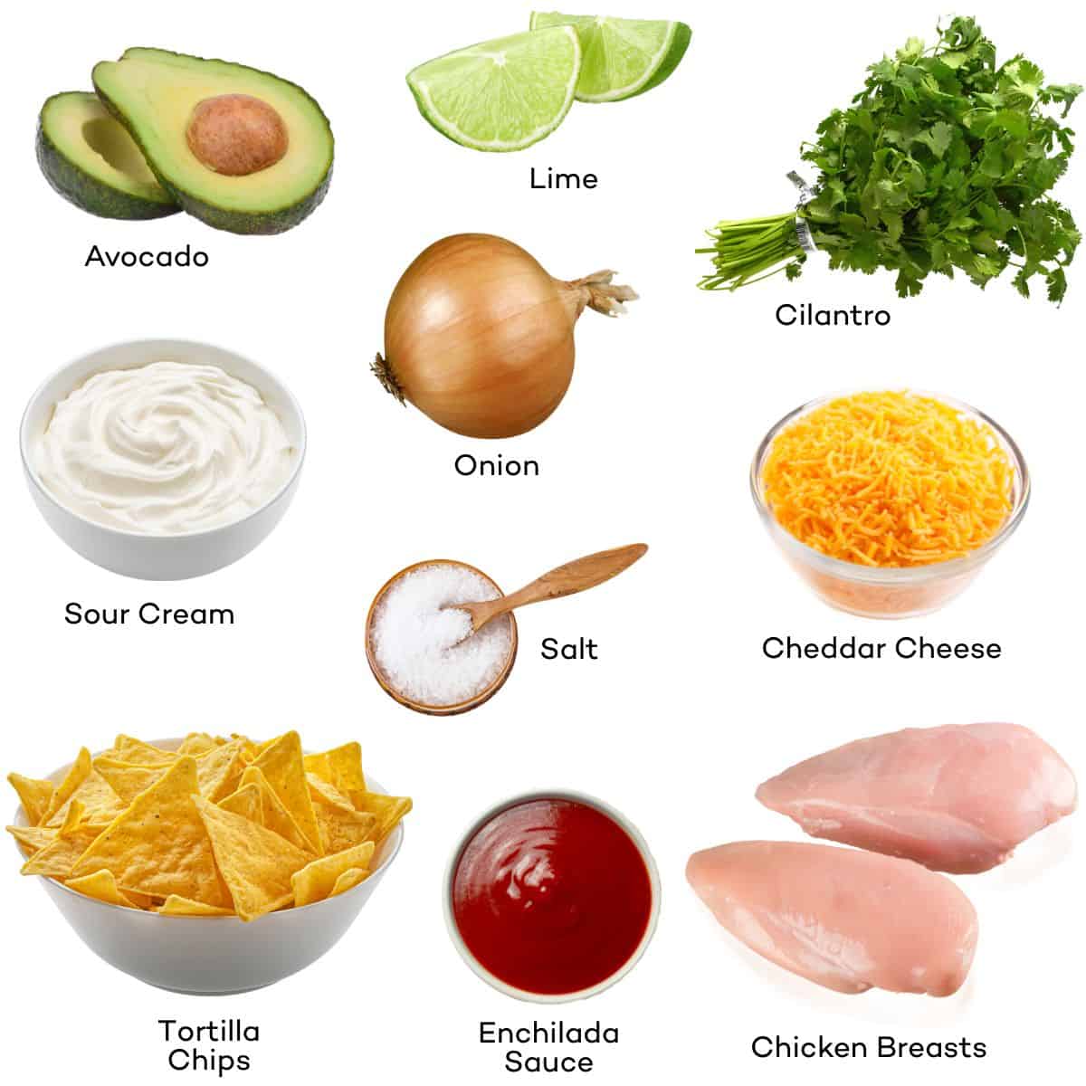 Ingredients for Shredded Chicken Nachos.