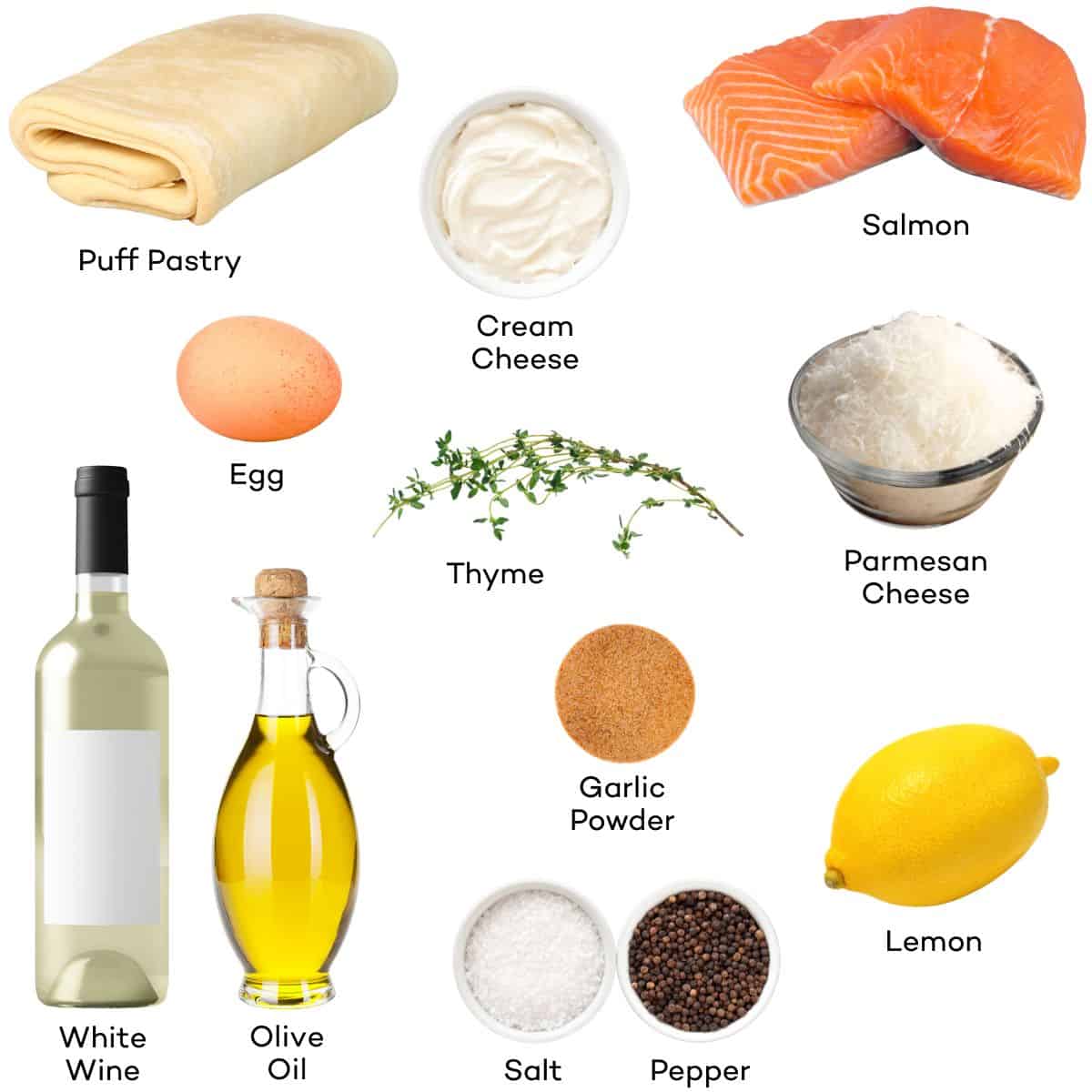 Ingredients for Salmon Wellington.