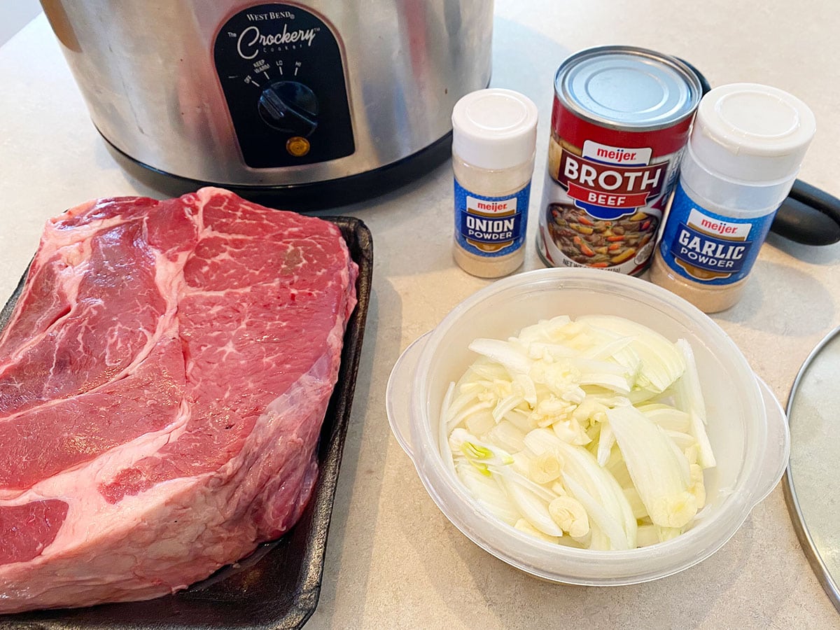 Ingredients for slow cooker shredded beef