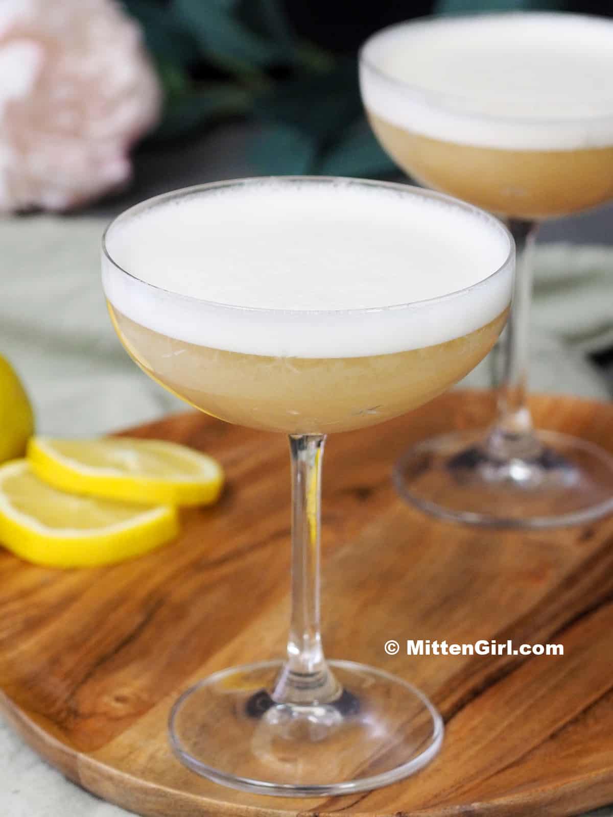 Ginger Bourbon Sour Cocktail.
