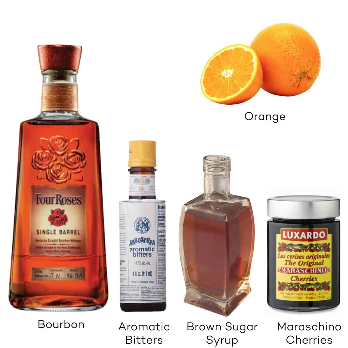 Ingredients for an Old Fashioned.