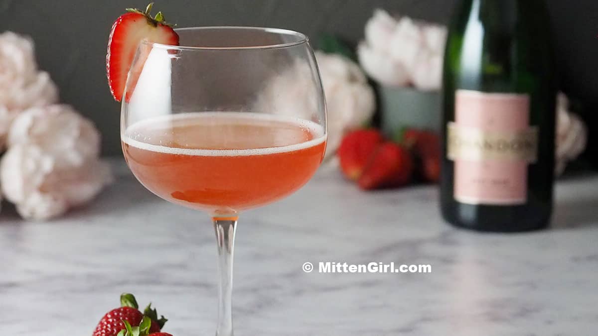 Sparkling Rosé Cocktail with Strawberry and Elderflower