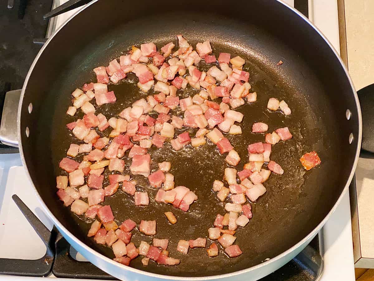 Bacon cooking in a pan