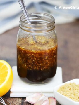 Jar full of citrus garlic sauce