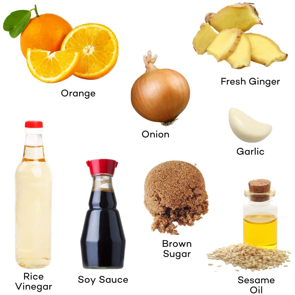 Ingredients for citrus garlic sauce.