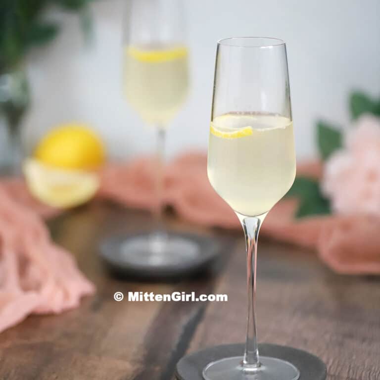 Glasses of French 75 cocktails. 