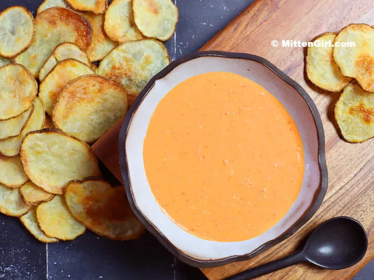 Roasted Red Pepper Dip with Chips