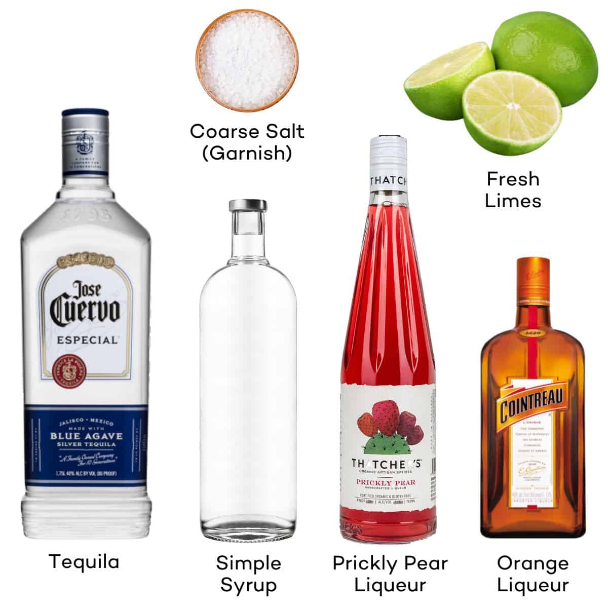 Ingredients for prickly pear margaritas.