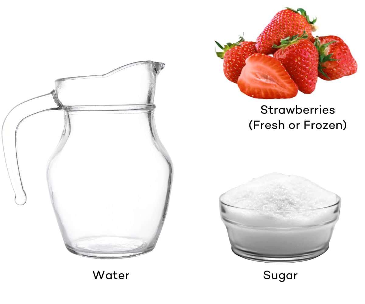 Ingredients for strawberry syrup. 