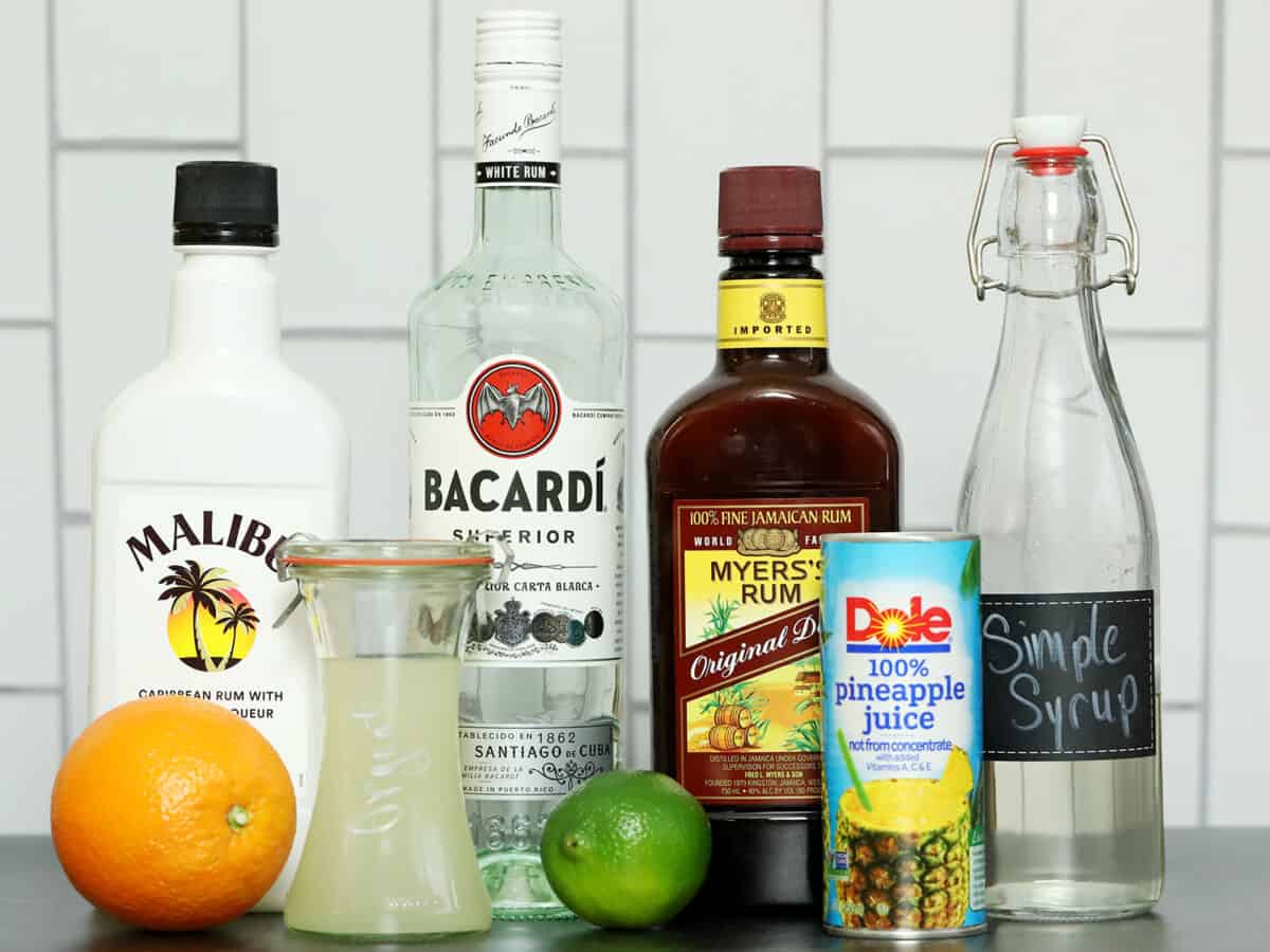 Ingredients for tiki drinks 