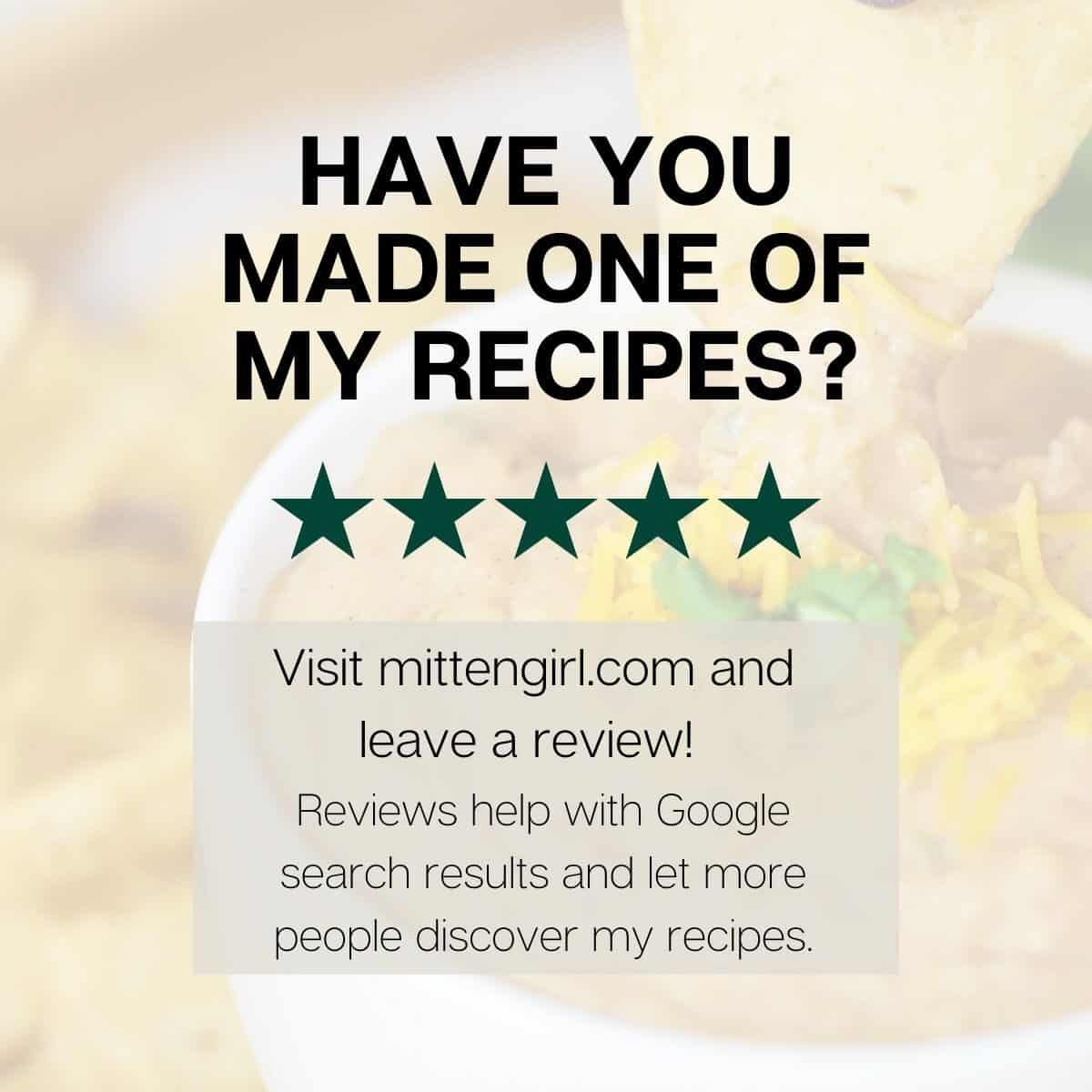 Please review my recipes on my website so Google shows them to more people!