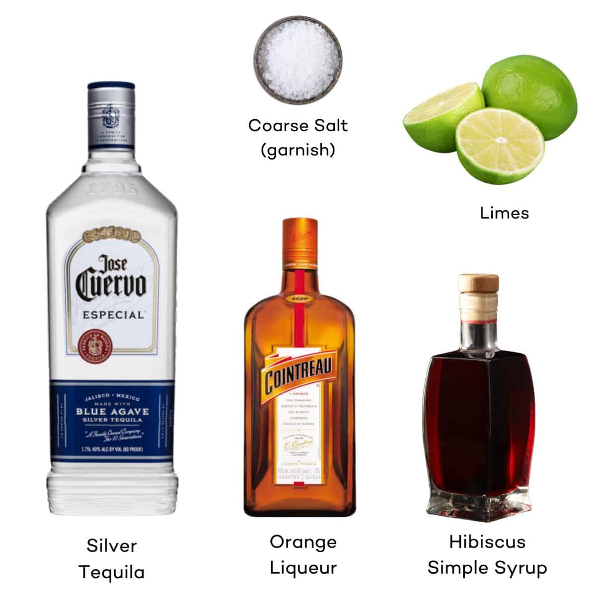 Ingredients for hibiscus margaritas. 