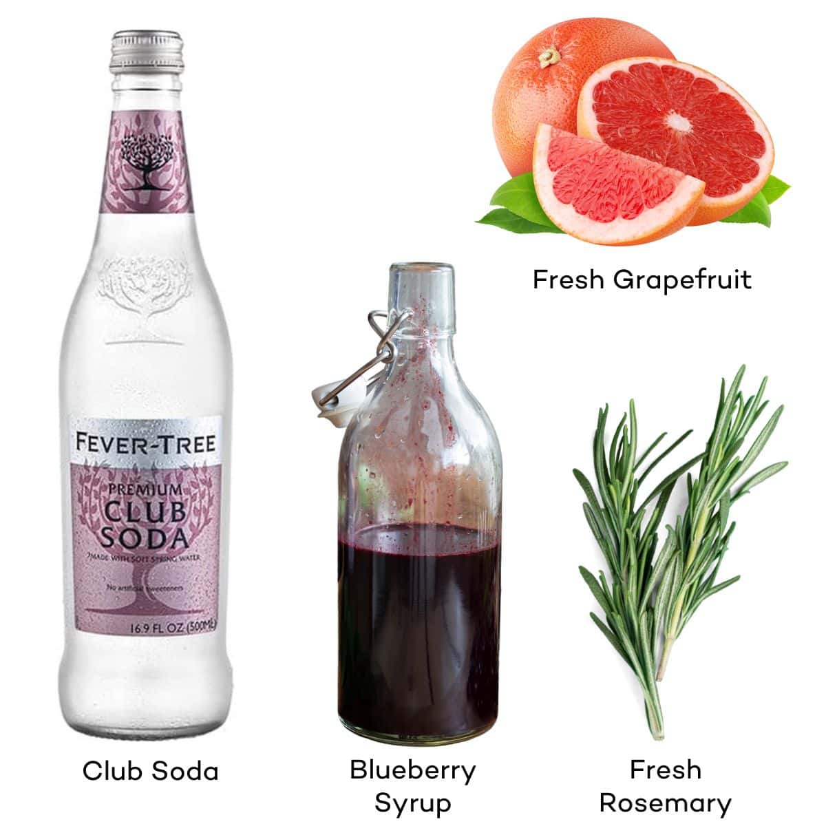 Ingredients for grapefruit mocktails. 
