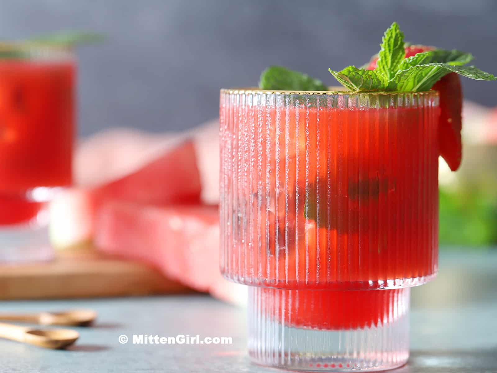 Non Alcoholic Watermelon Strawberry Mocktails
