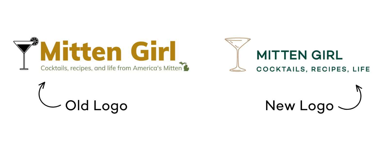 Comparing the old and new Mitten Girl logos. 