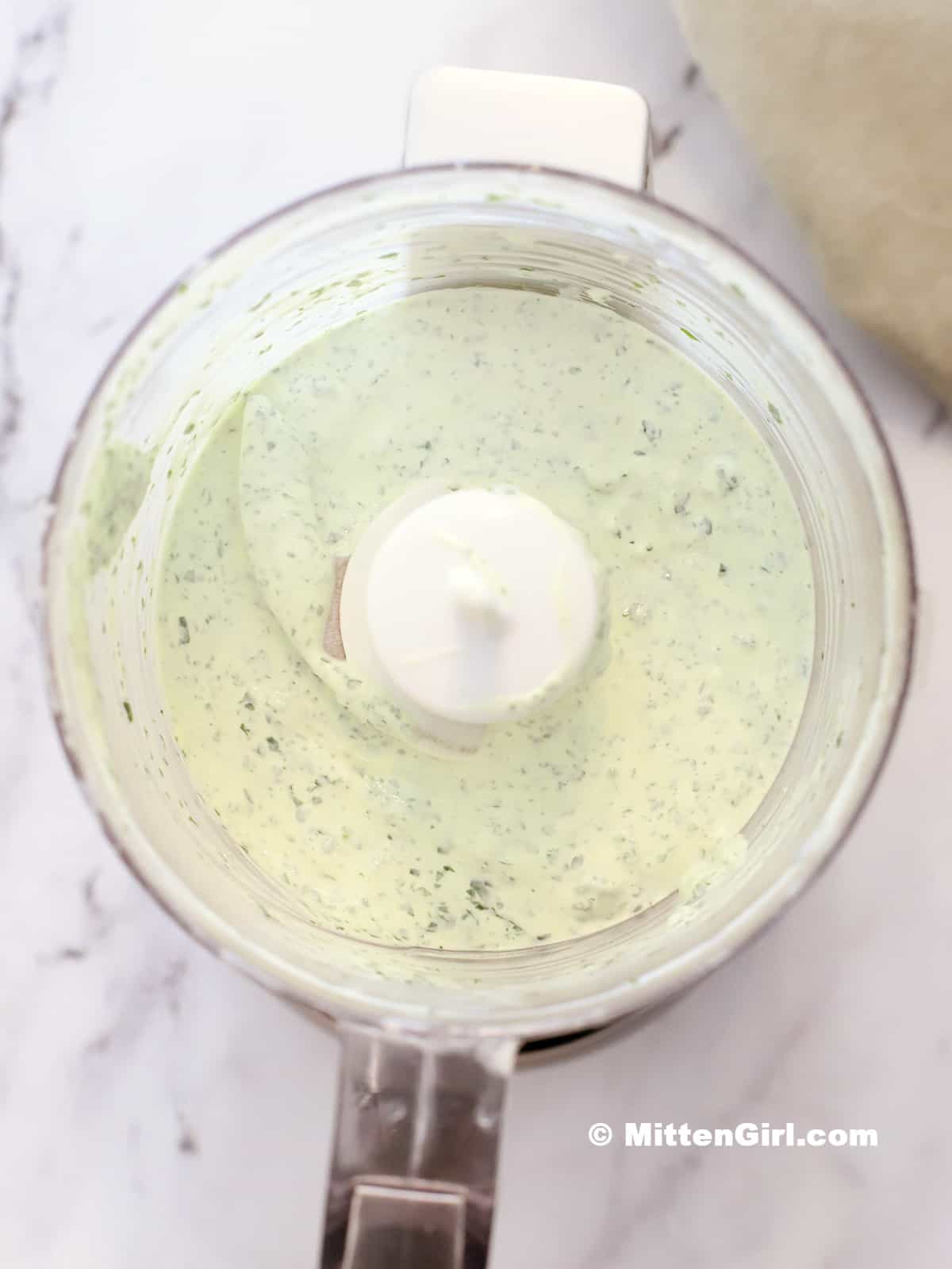 Blended cilantro lime cream. 
