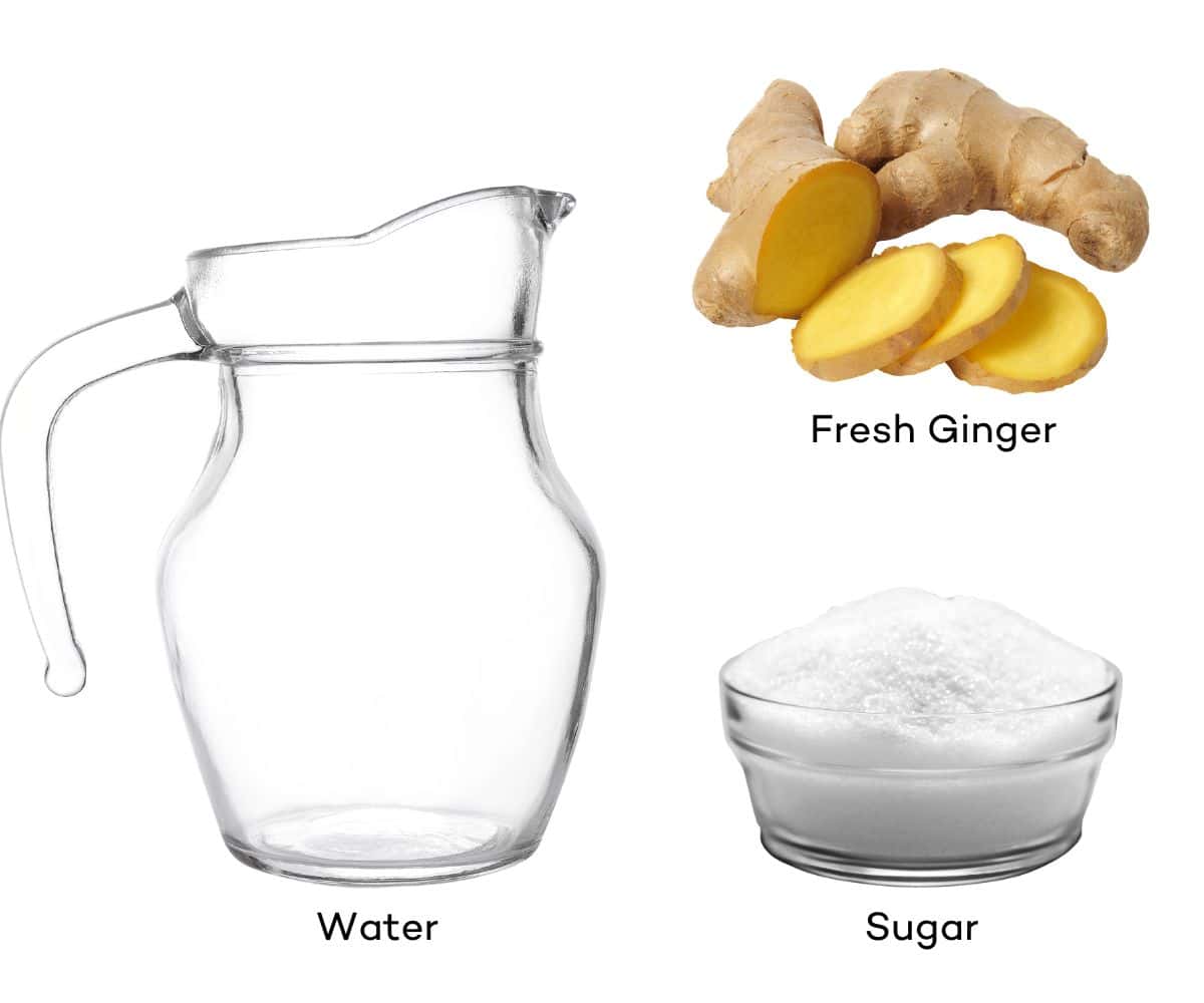 Ingredients for ginger syrup.