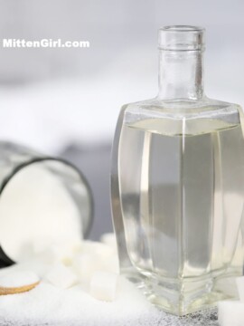 A bottle of simple syrup.