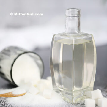A bottle of simple syrup.
