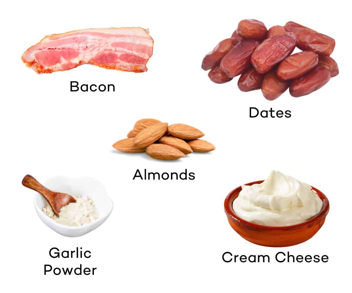 Ingredients for bacon wrapped dates - 