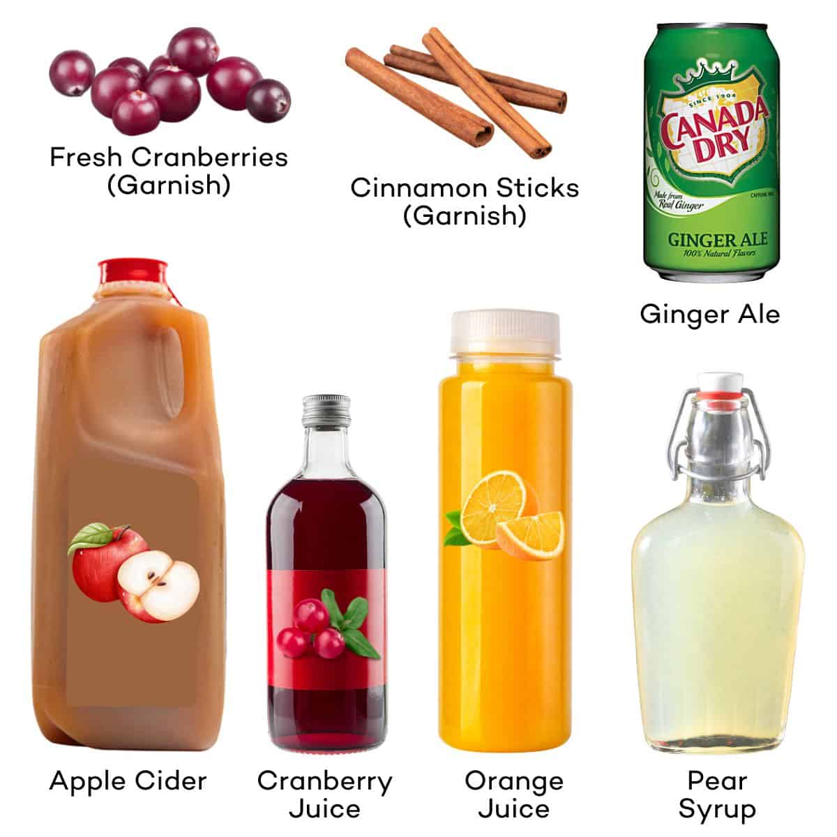 Ingredients for non-alcoholic apple cider punch