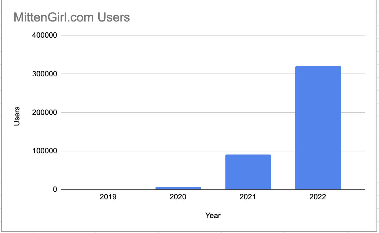 Users on Mittengirl.com over the past 4 years. 