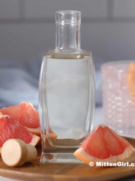 A jar of grapefruit simple syrup.