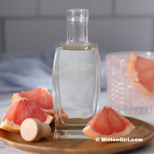 A jar of grapefruit simple syrup.