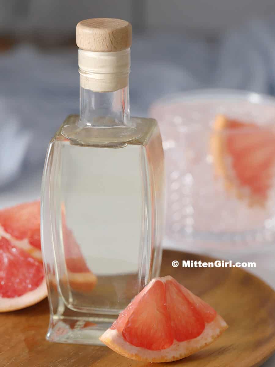 A jar of grapefruit simple syrup.