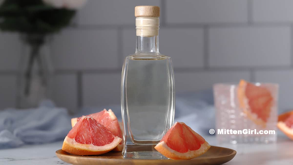 A jar of grapefruit simple syrup.