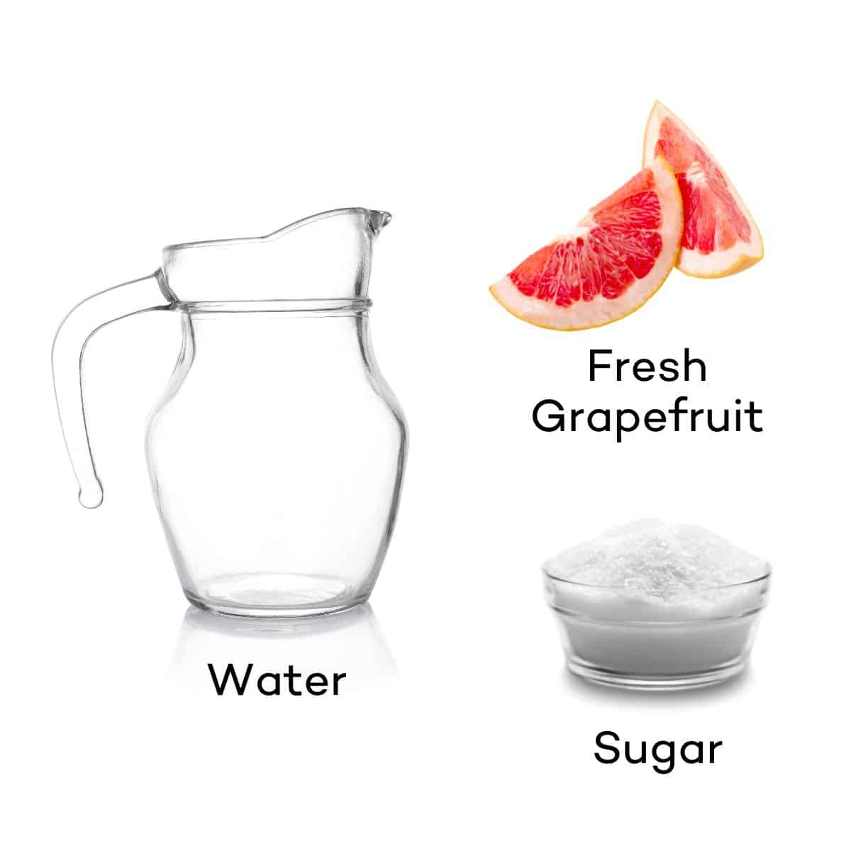 Ingredients for grapefruit syrup.
