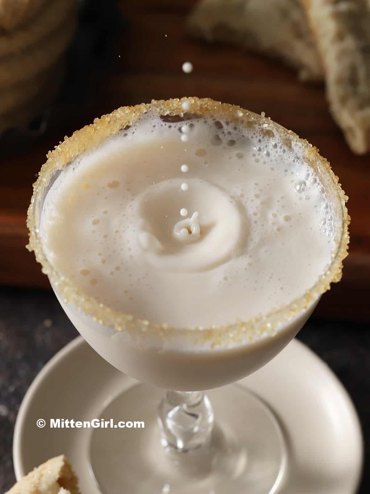 Sugar cookie martini with a splash in it.