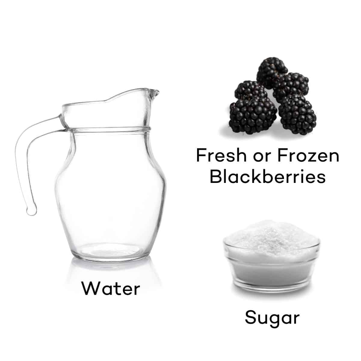 Ingredients for blackberry simple syrup.