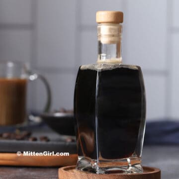 A bottle of coffee syrup.