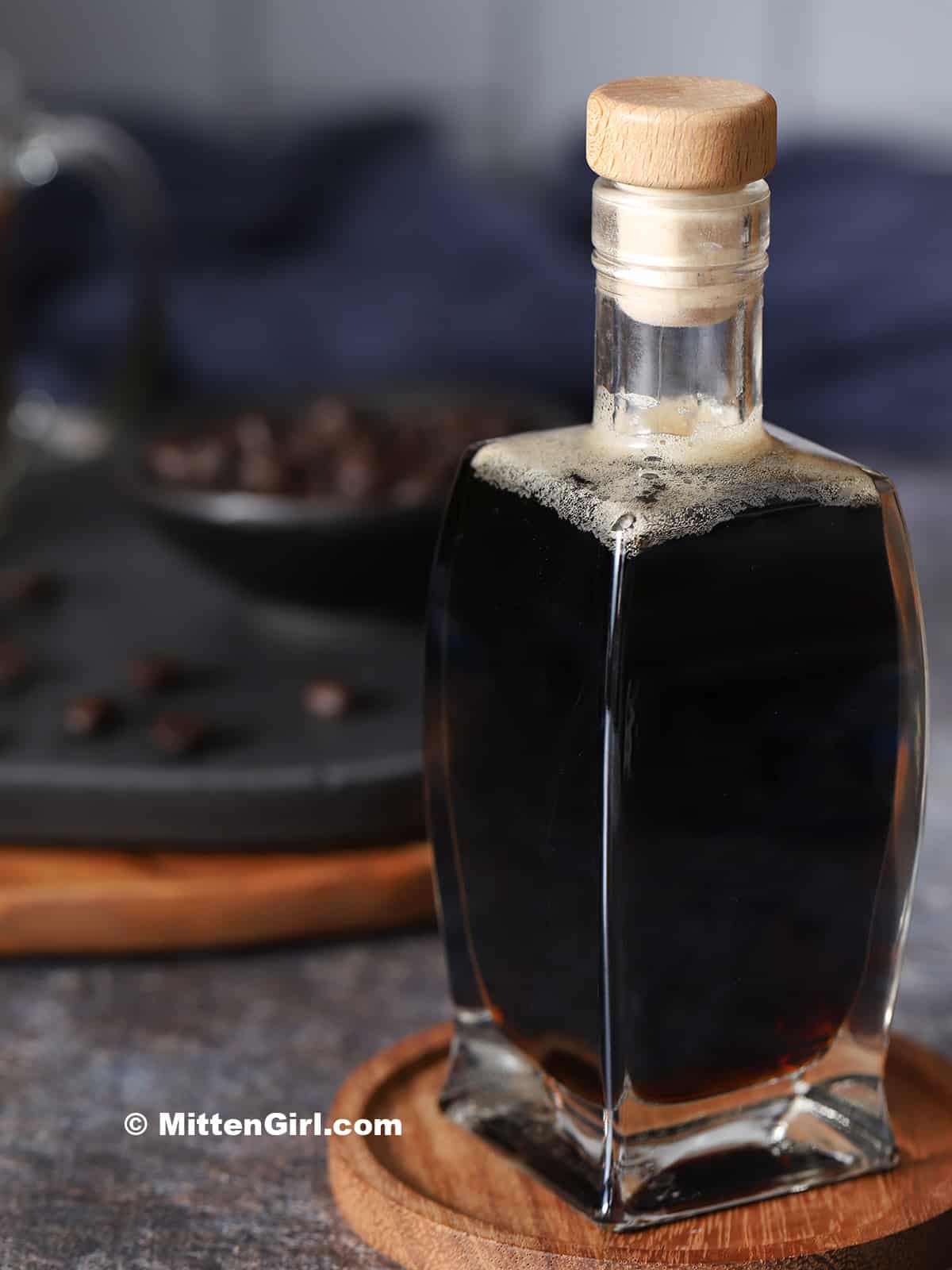 A bottle of coffee simple syrup.