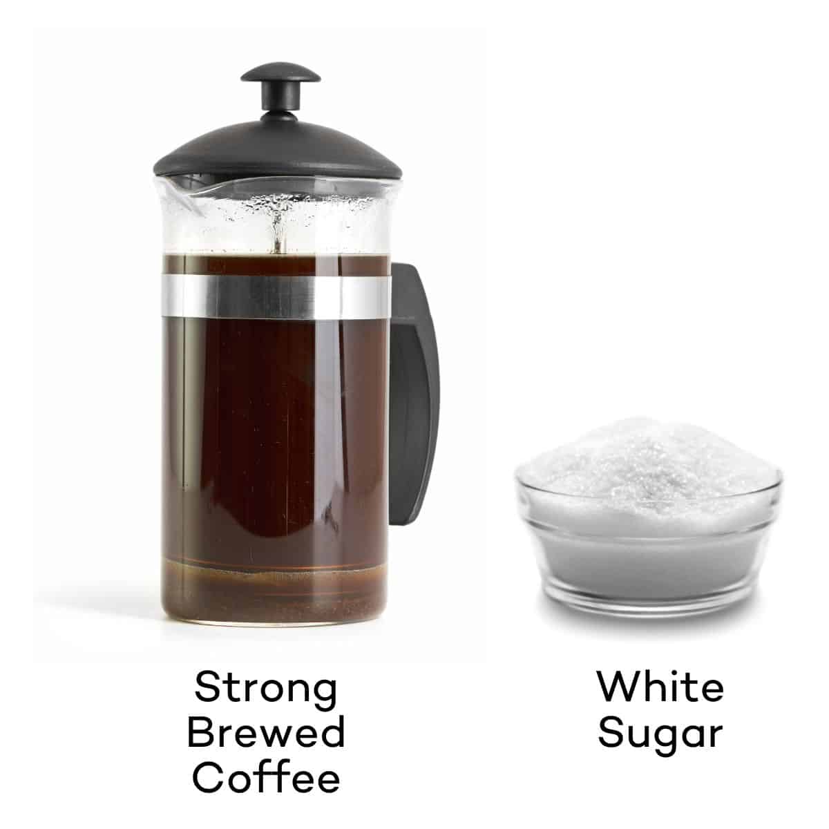 Ingredients for coffee syrup.