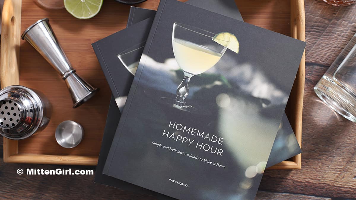 The cover of Homemade Happy Hour cocktail book.