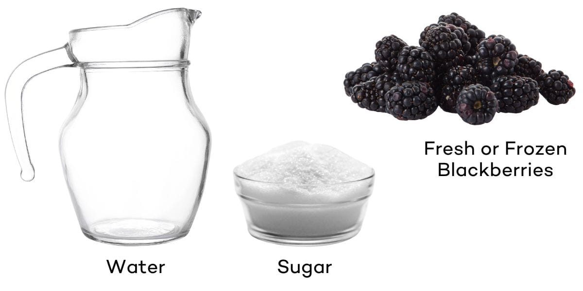 Ingredients for Blackberry Simple Syrup. 