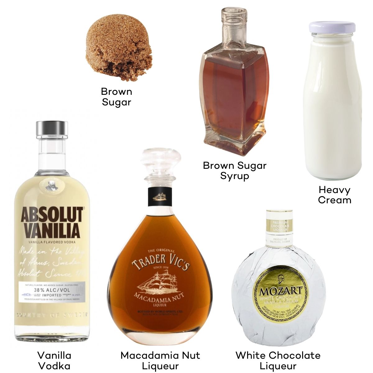 Ingredients for a sugar cookie martini.