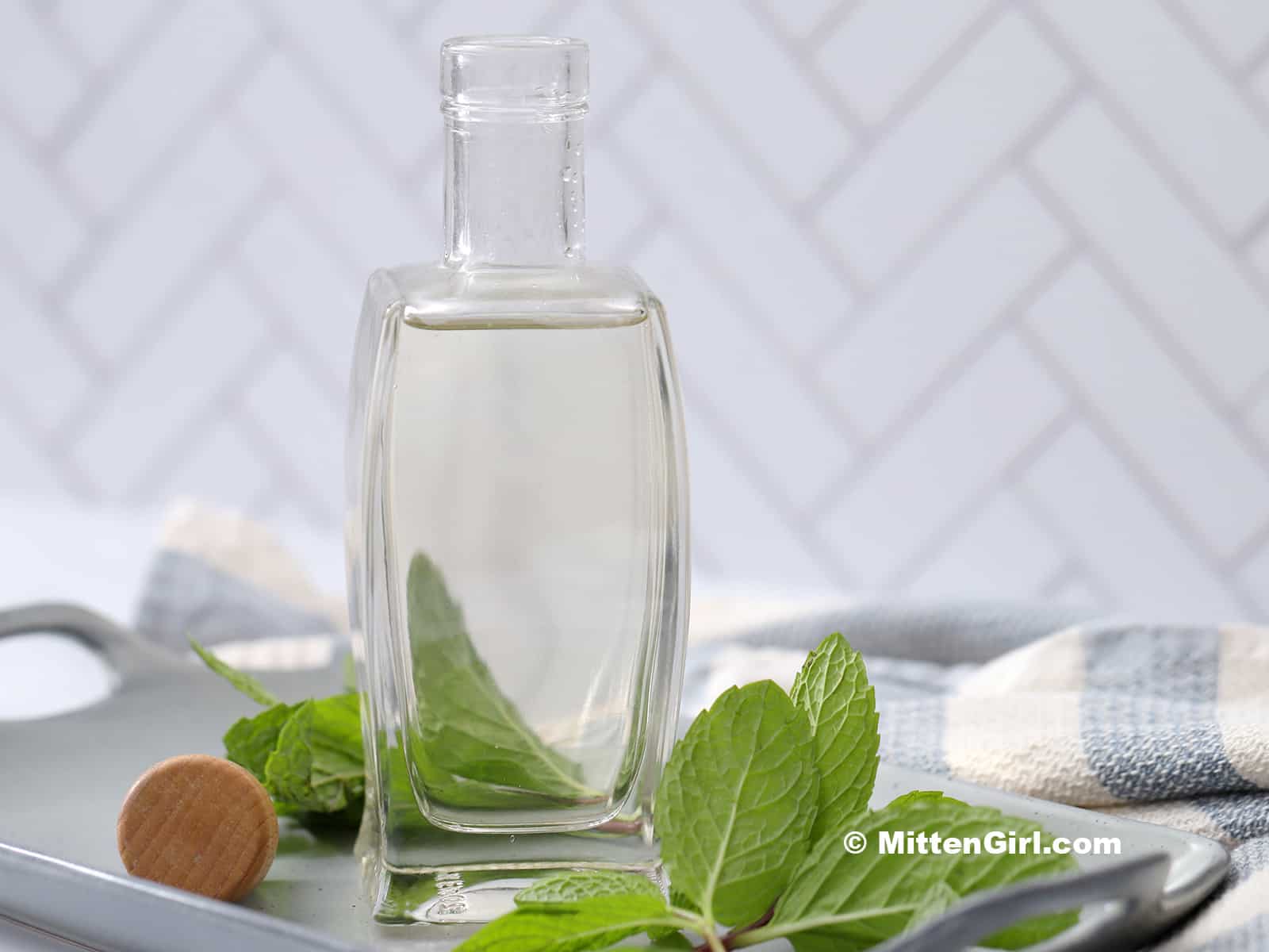 A jar of mint simple syrup